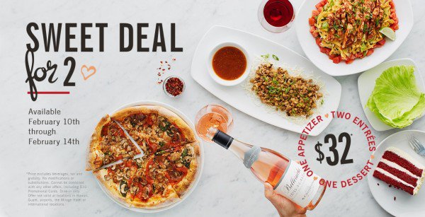 California Pizza Kitchen Valentines Day Deal