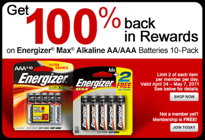 Office Depot FREE Energizer Batteries