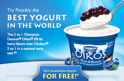 FREE Dannon Oikos Yogurt