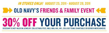 Old Navy Friends Family 30 Coupon