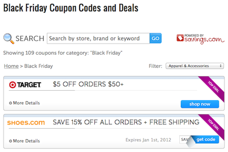 Black Friday Coupon Code Database