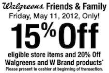 Walgreens Friends Family Sale