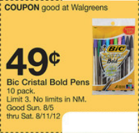 Walgreens Bic Cristal Coupon