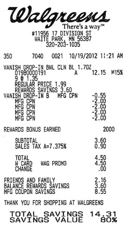 Walgreens Receipt