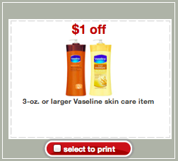 Target Vaseline Skin Care Item Coupon