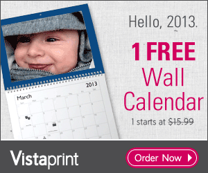 Vistaprint FREE Wall Calendar