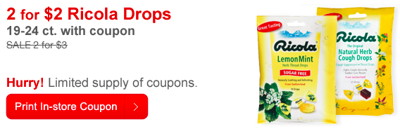 Ricola Cough Drops CVS Coupon