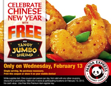 Panda Express FREE Tangy Jumbo Shrimp