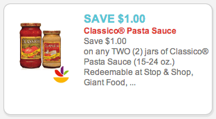 Classico Pasta Sauce Coupon