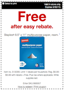 Staples FREE Paper