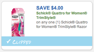 Schick Quattro TrimStyle Razor Coupon